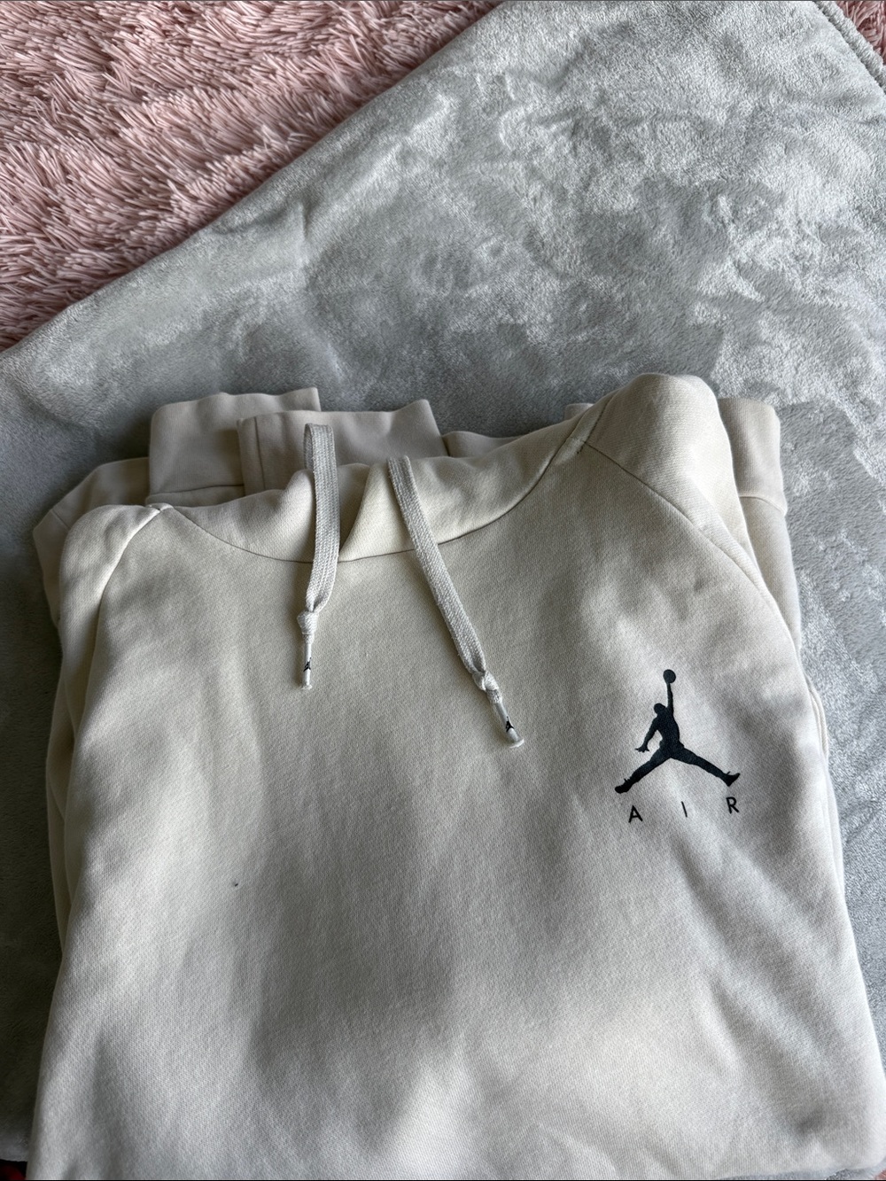 Nike Cream Pullover Hoodie with Black Jumpman Logo